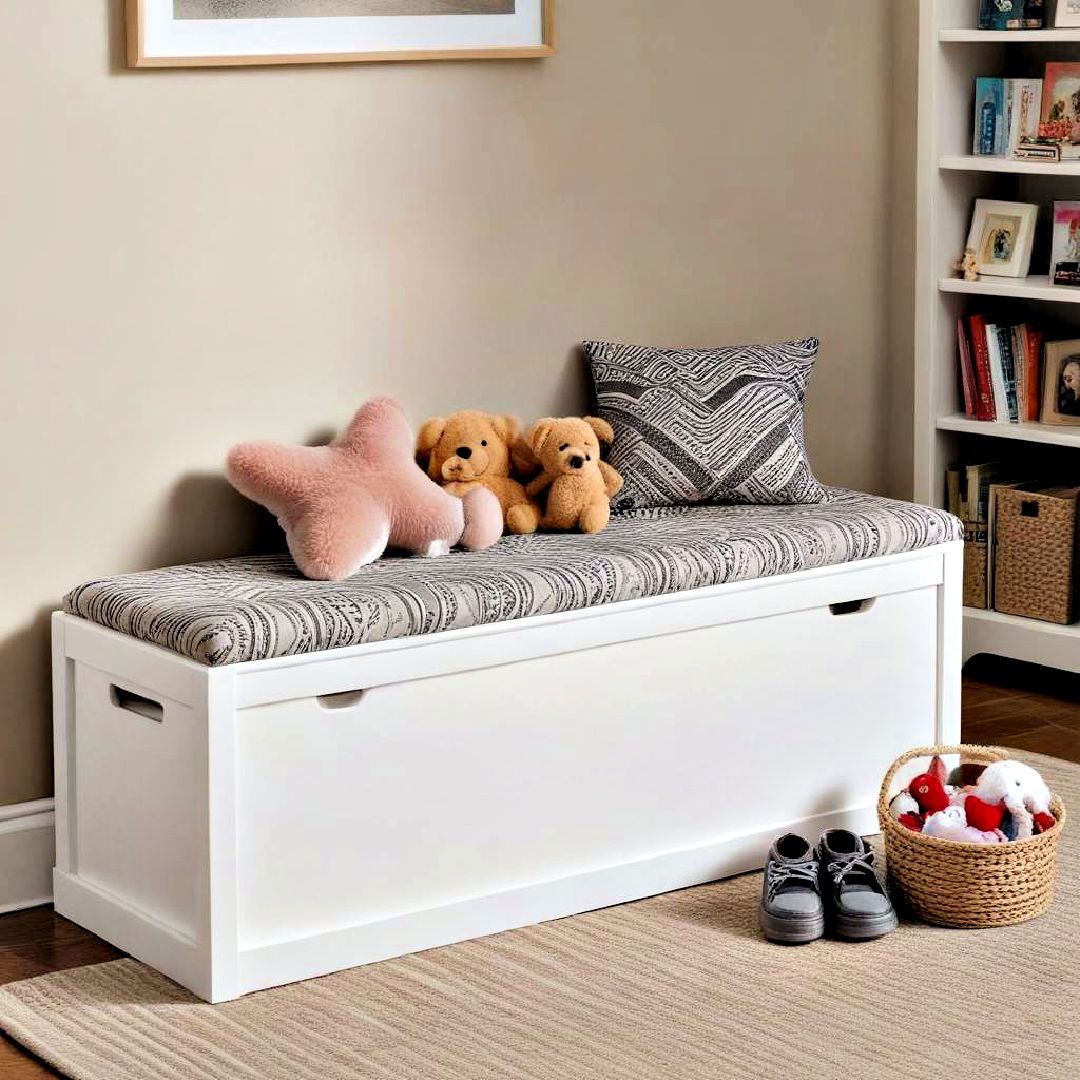 seating bench with hidden toy storage - 40 Toy Storage Ideas