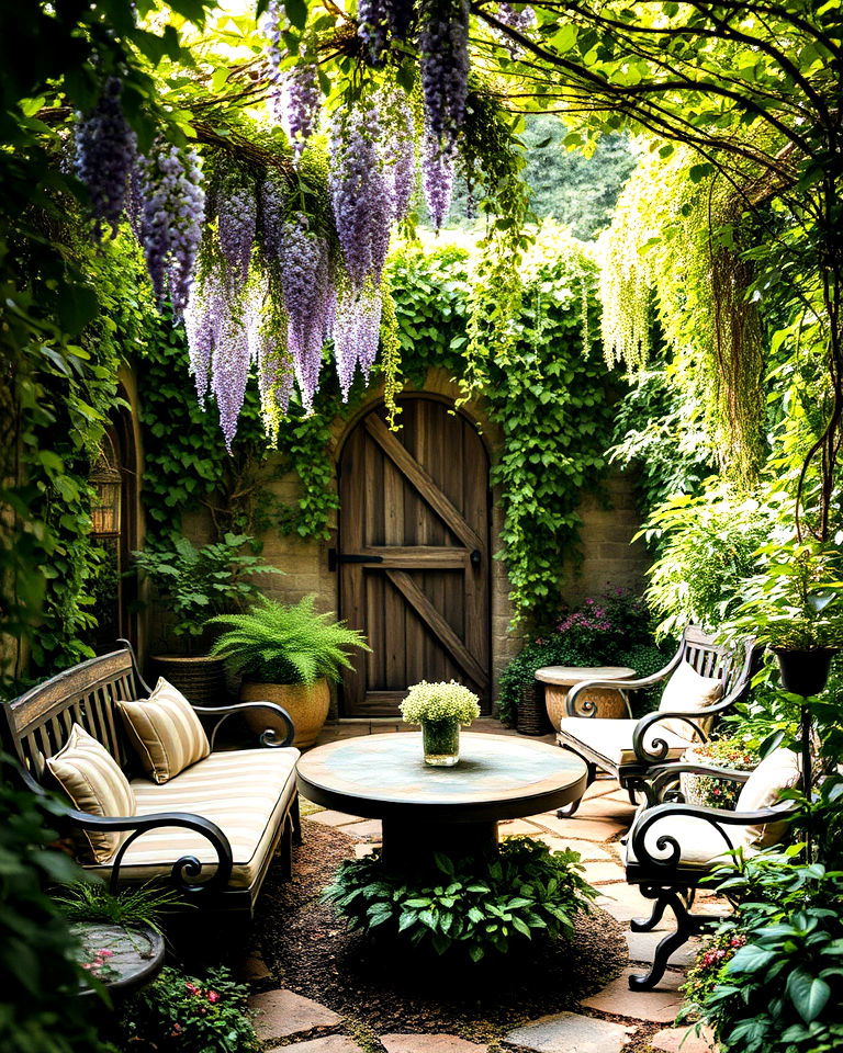 secret garden with lush foliage - 40 Beautiful Gardens