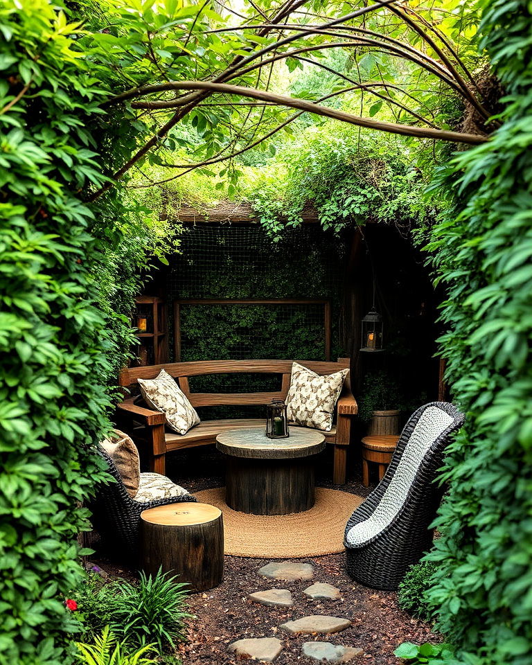 secret woodland seating area - 20 Fairytale Garden Ideas