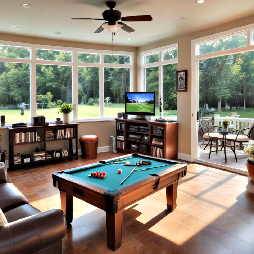 set up a gaming room - 30 Sunroom Ideas