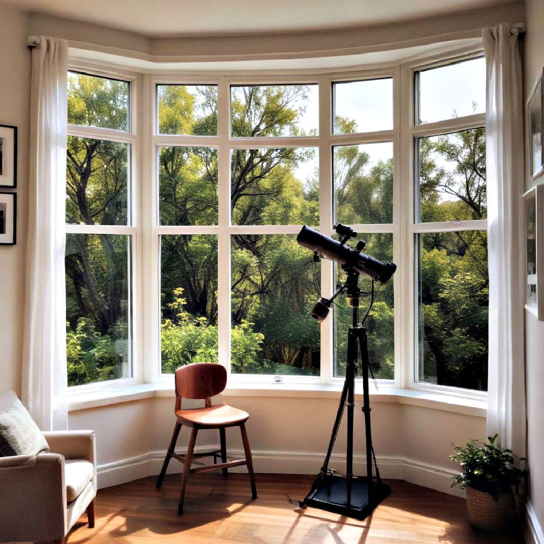 set up home observatory with telescope - 40 Bay Window Ideas