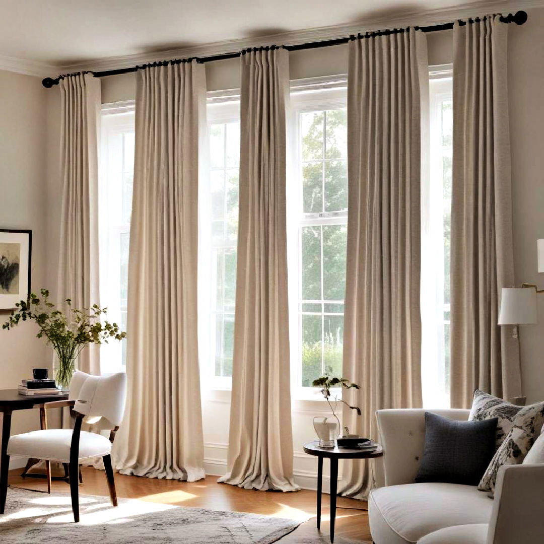 set up the curtains high - 40 Small Living Room Ideas