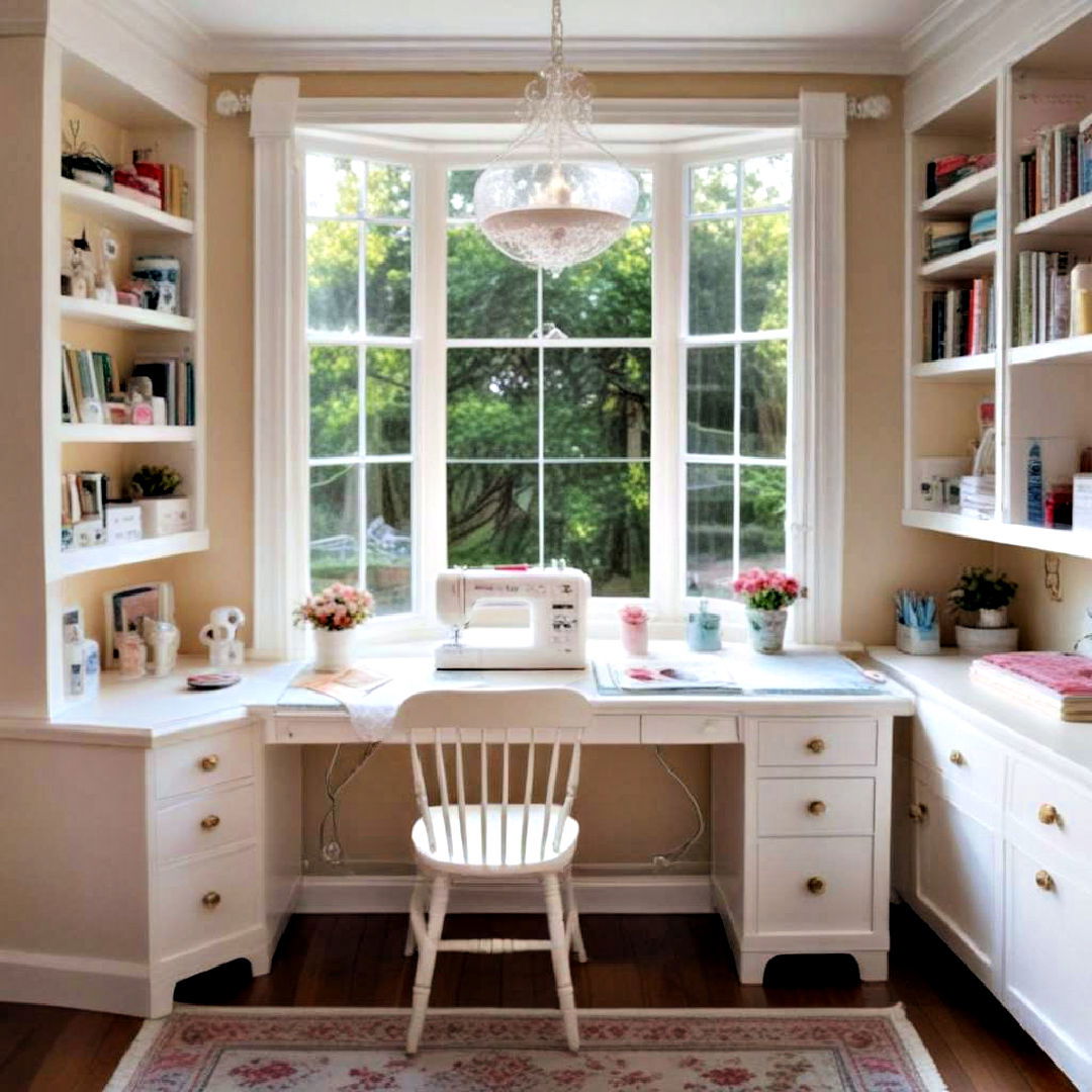 sewing station for bay window - 40 Bay Window Ideas