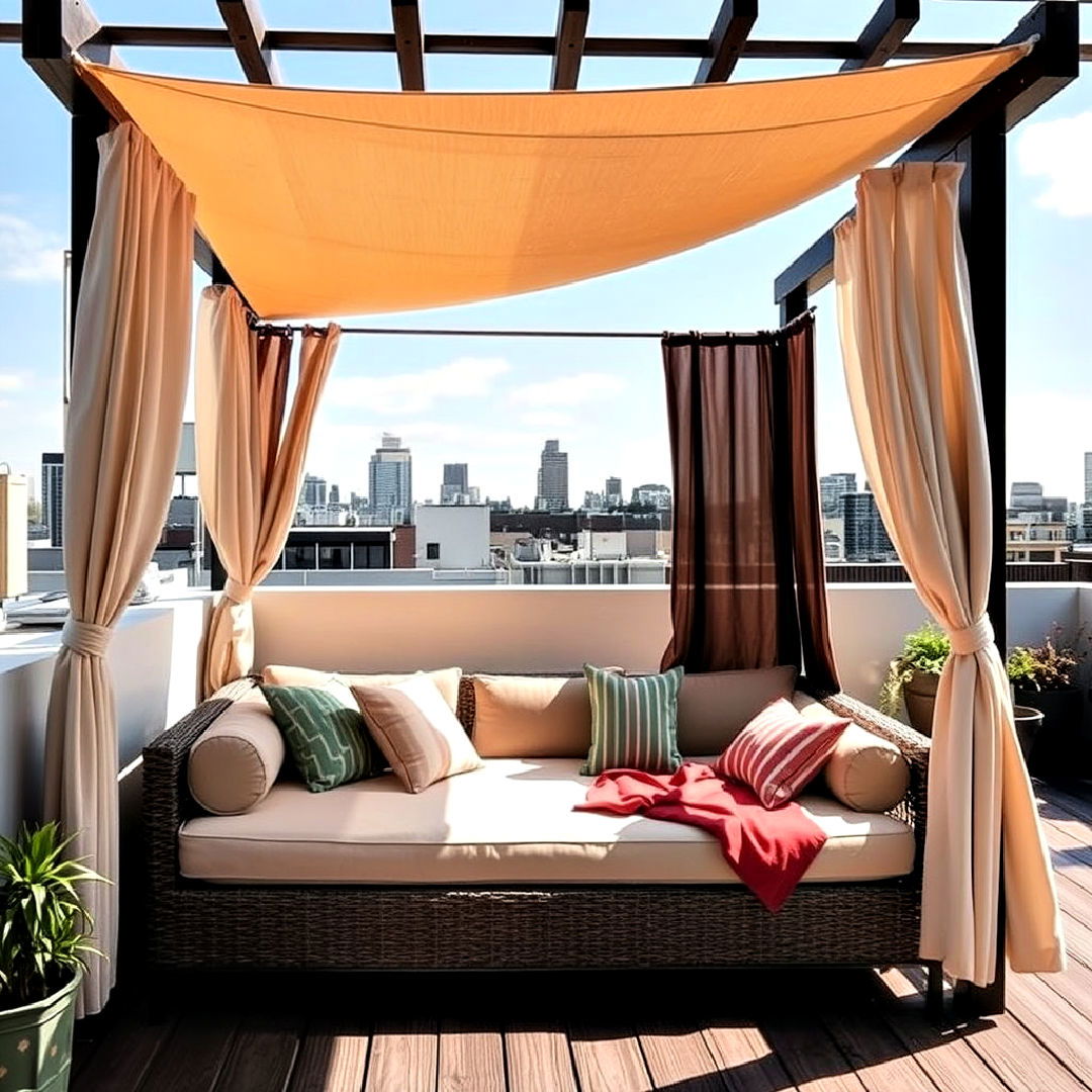 shaded daybed nook for rooftop deck - 40 Rooftop Deck Ideas