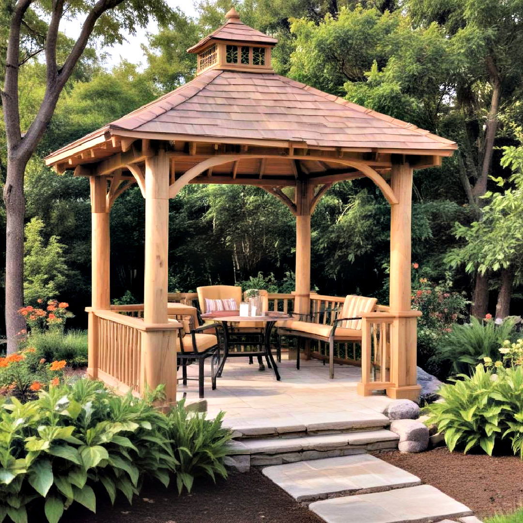 shaded seating with gazebo - 40 Hardscaping Ideas