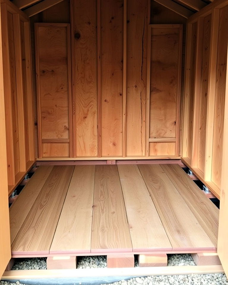 shed with raised wood flooring - 20 Shed Floor Ideas