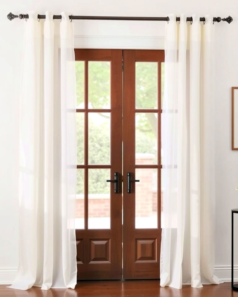 sheer curtains for french doors - 20 Window Treatments for French Doors