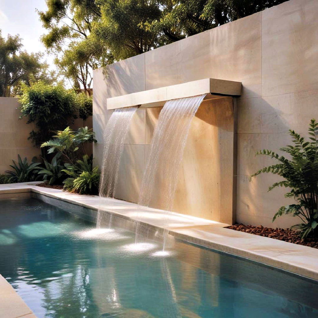 sheer descent pool fountain - 15 Pool Fountain Ideas
