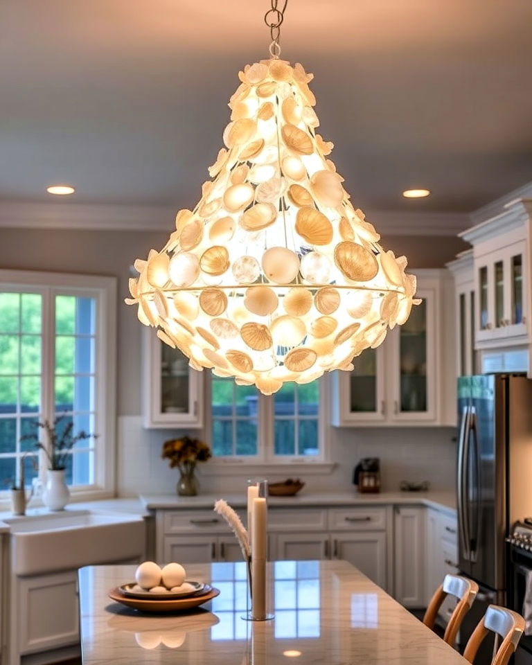 shell chandelier for tropical kitchen - 20 Tropical Kitchen Ideas