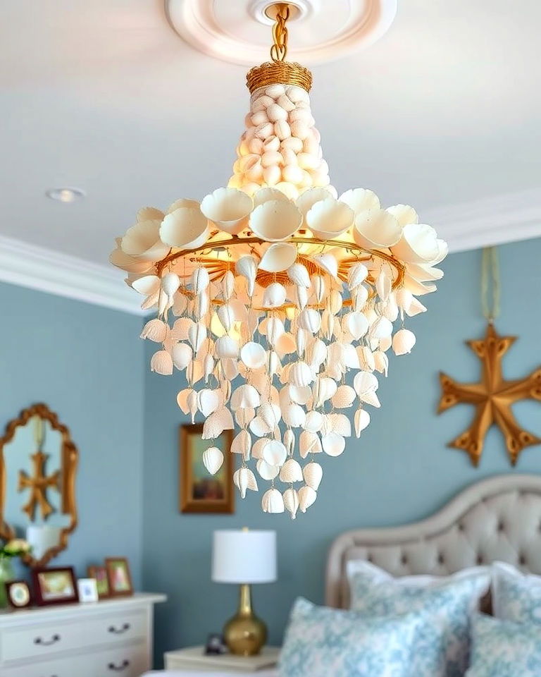 shell chandelier to add whimsical touch - 20 Mermaid Room Ideas