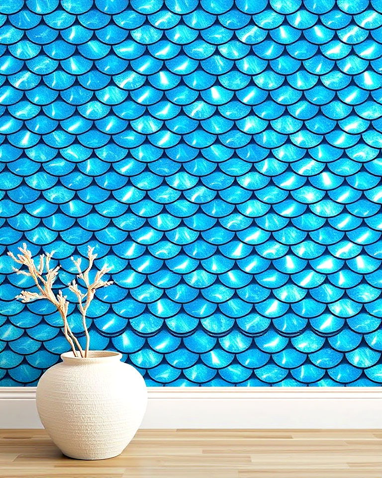 shimmering scale wallpaper for mermaid room - 20 Mermaid Room Ideas