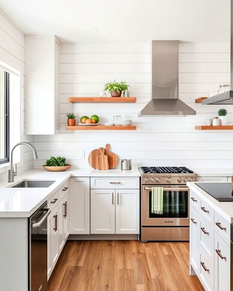 shiplap backsplash in a modern kitchen - 30 Shiplap Backsplash Ideas for Your Kitchen