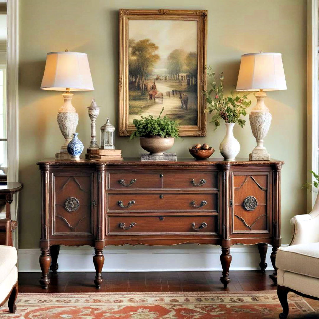 showcase vintage sideboard - 25 Traditional Living Room Ideas