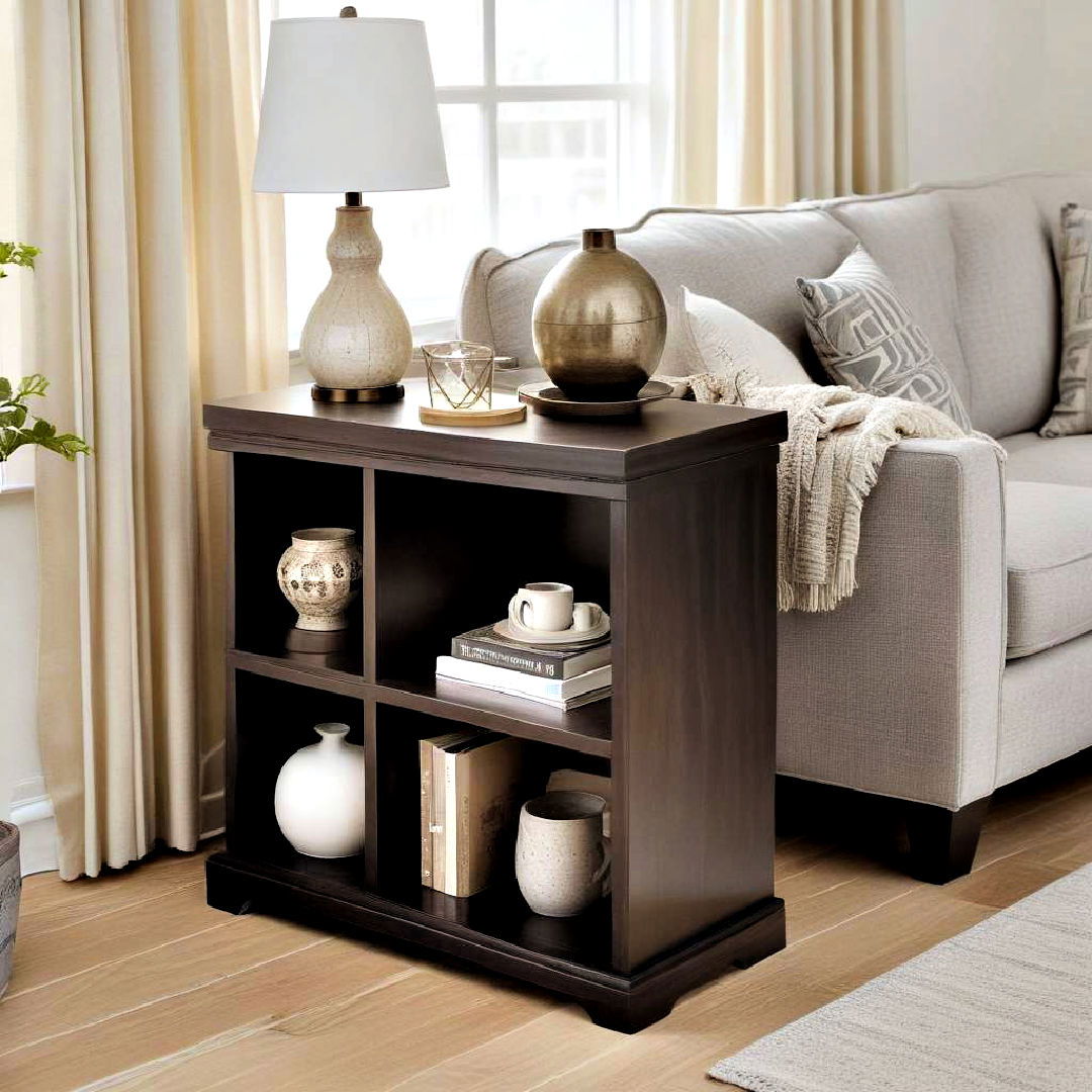side table with built in storage - 40 Small Living Room Ideas