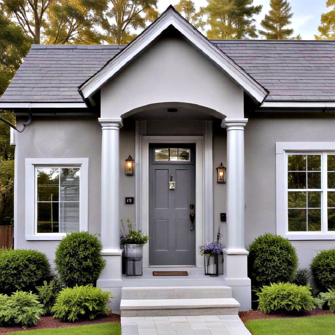 silver gray with glass accent - 40 Gray Exterior House Paint Ideas