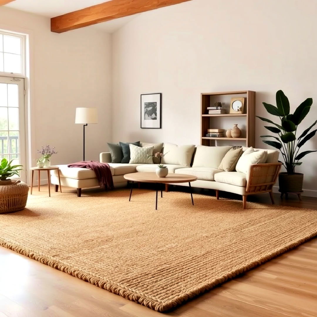 simple organic inspired area rug - 25 Organic Modern Living Room Design Ideas