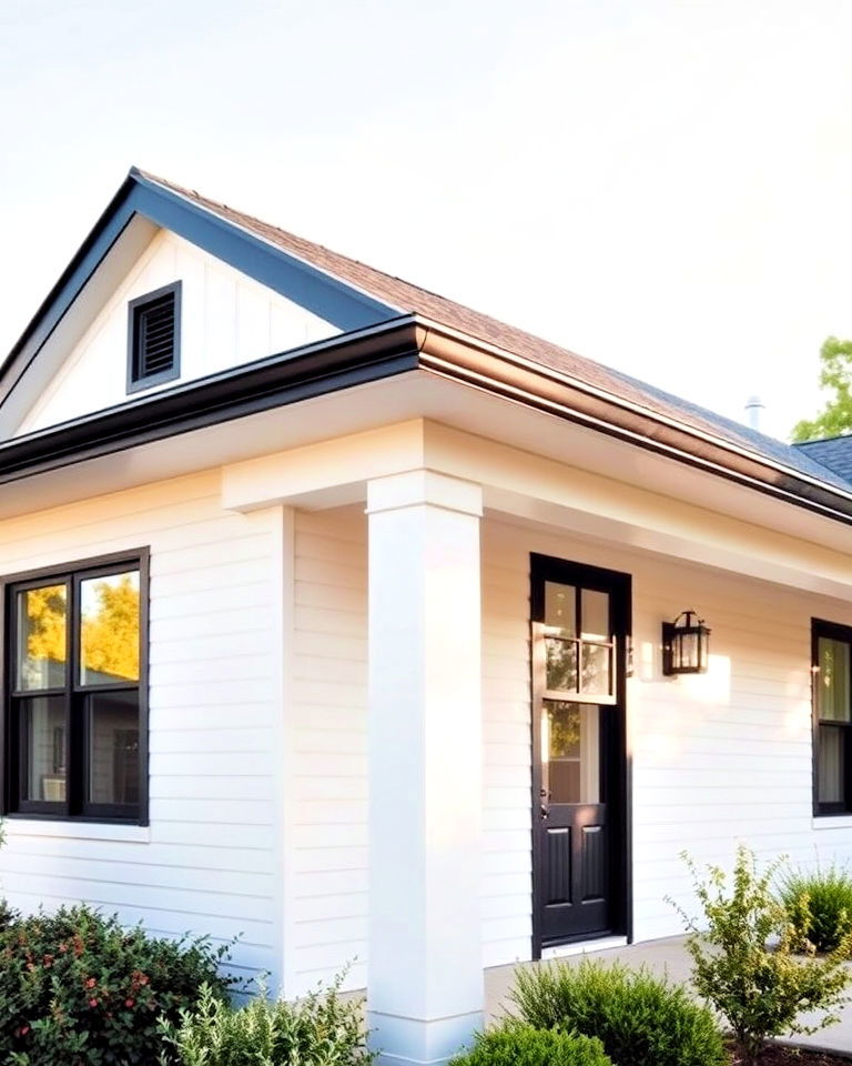 single story white house with black trim on eaves - 30 Single Story White House Black Trim