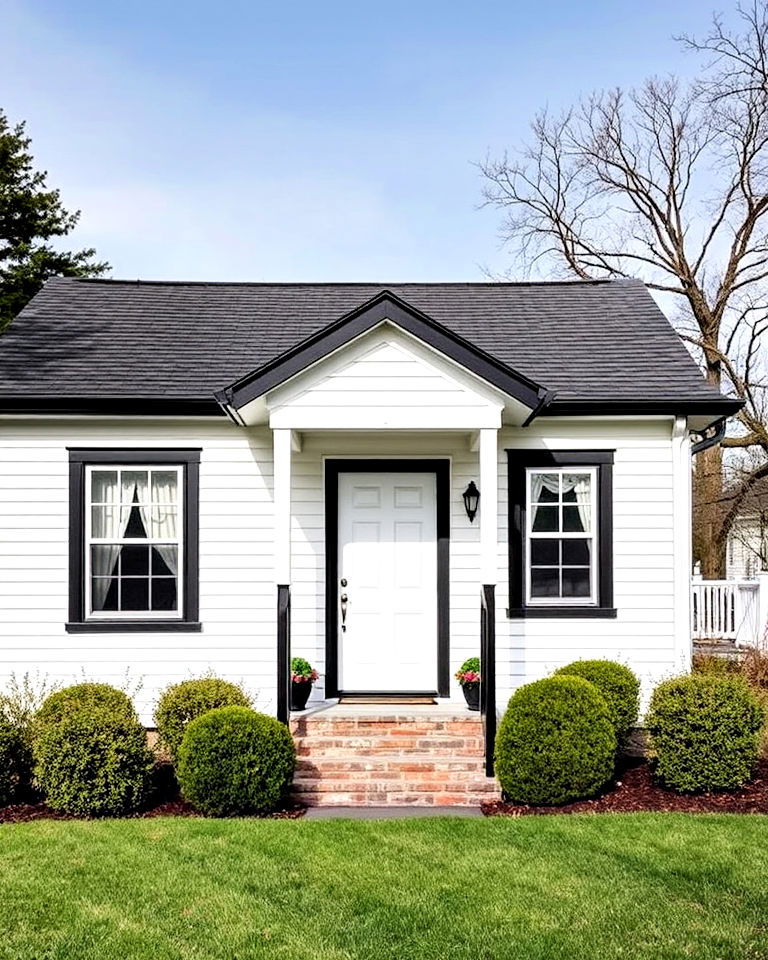 single story white house with black trim - 30 Single Story White House Black Trim