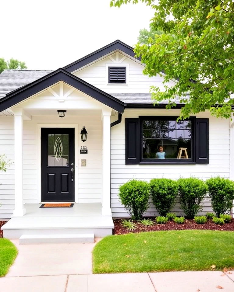 single story white house with well balanced facade - 30 Single Story White House Black Trim