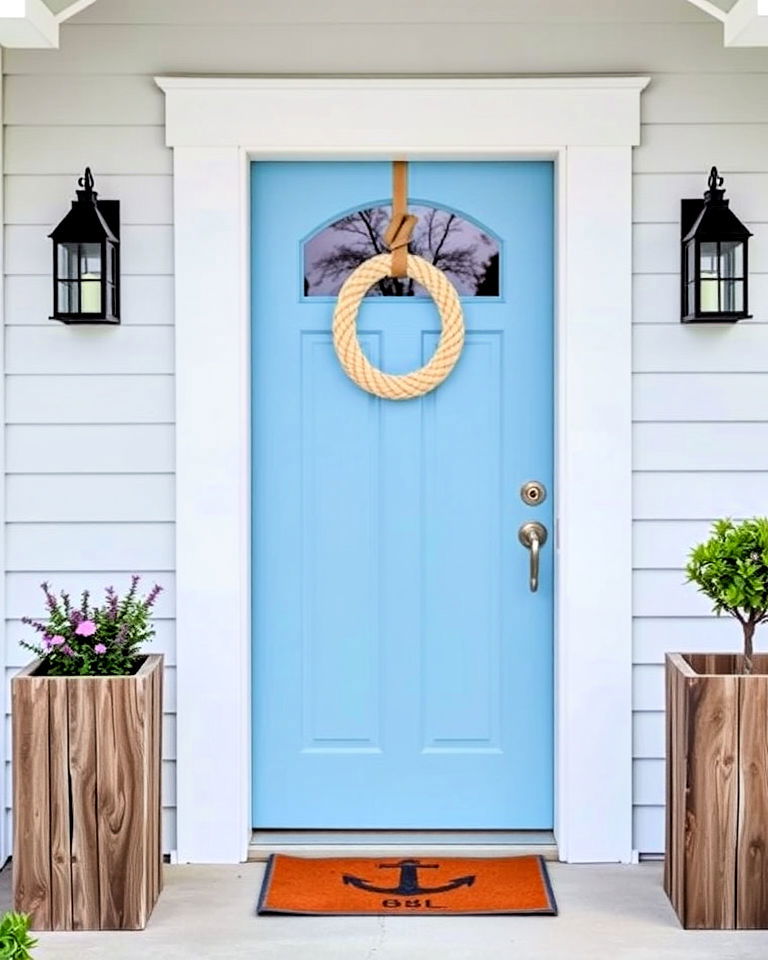 sky blue cottage front door - 25 Cottage Front Door Ideas
