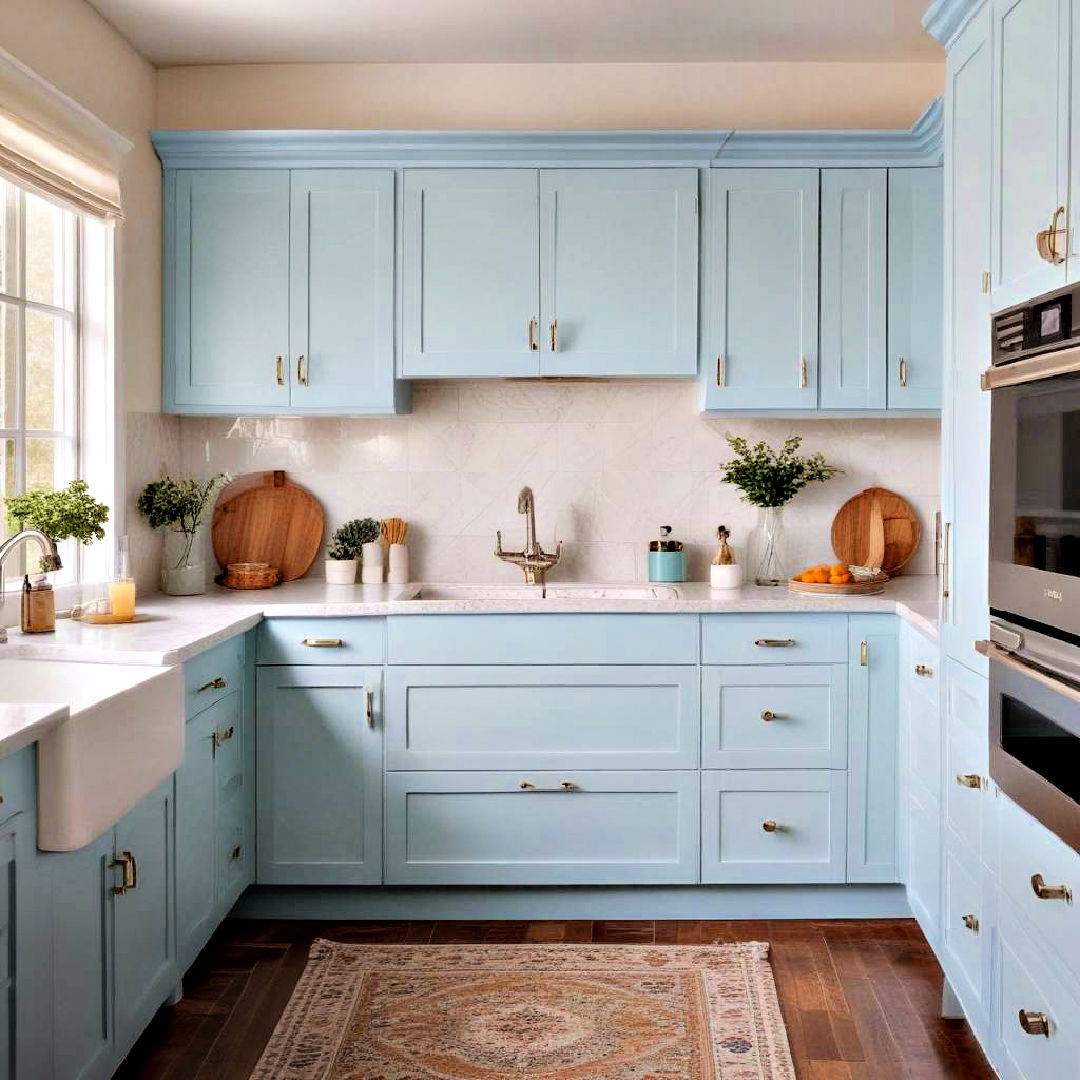 sky blue painted kitchen cabinets - 40 Painted Kitchen Cabinet Ideas