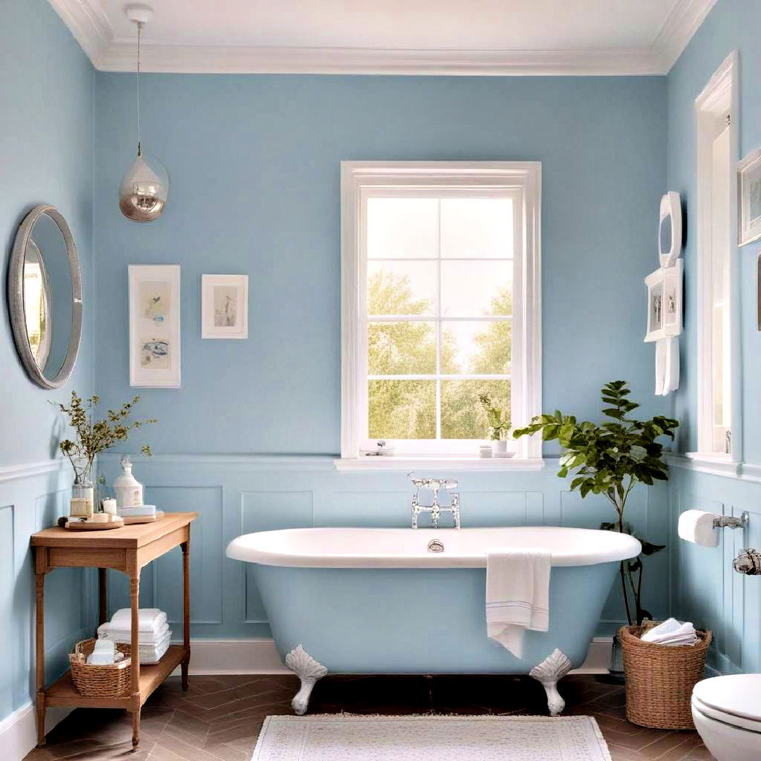 sky blue pairs with white - 40 Bathroom Paint Ideas
