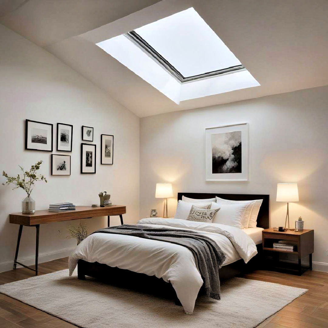 skylight for small bedroom lighting - 15 Small Bedroom Lighting Ideas