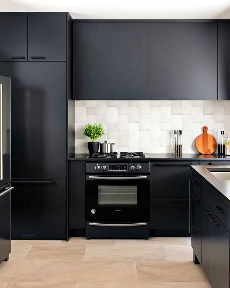 slate appliances for dark kitchen - 25 Dark Kitchen Ideas