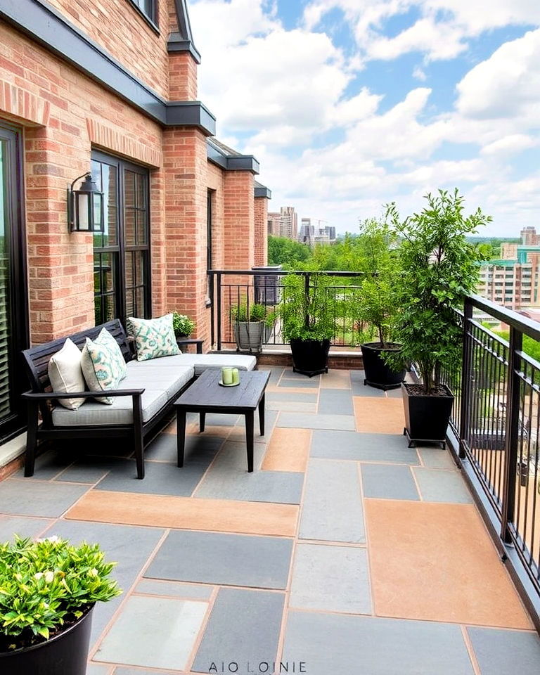 slate balcony decking for elegance - 20 Balcony Deck Ideas