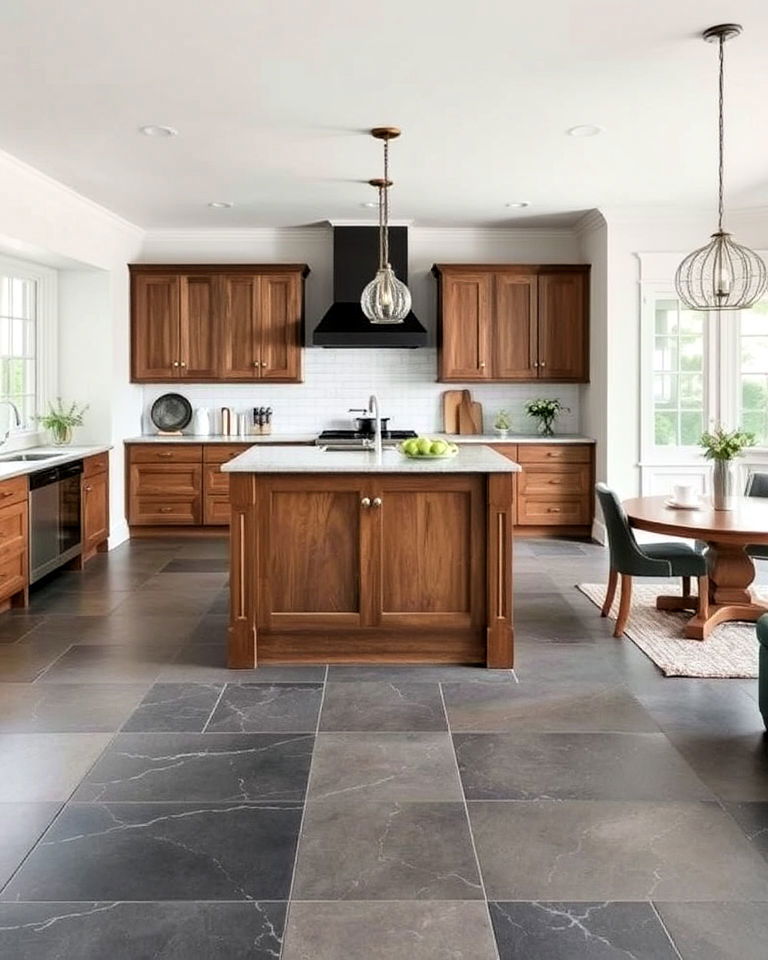 slate floor for open concept kitchen - 20 Kitchens With Slate Floors