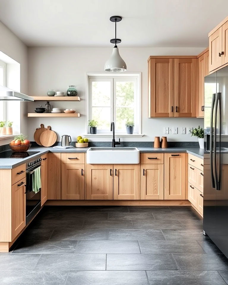 slate floor for scandinavian inspired kitchen - 20 Kitchens With Slate Floors