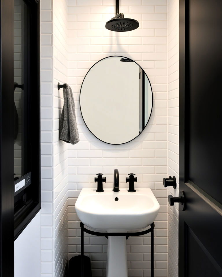 sleek black fixtures to enhance small bathroom - 15 Bathroom With Black Fixtures