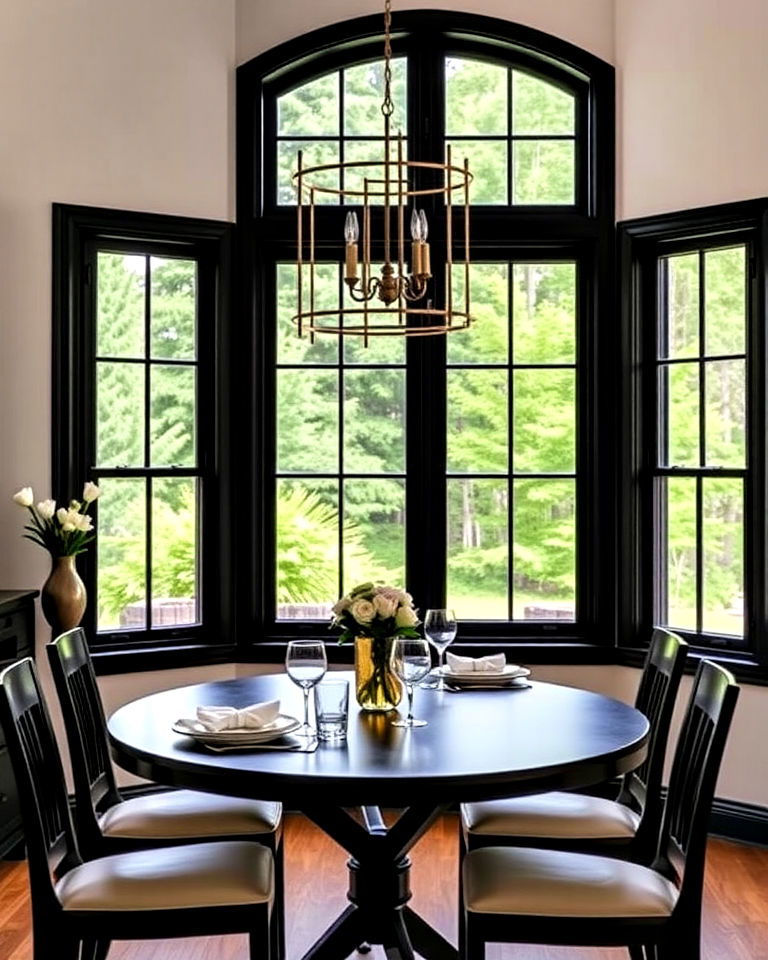 sleek black framed windows - 25 Dining Room Window Ideas