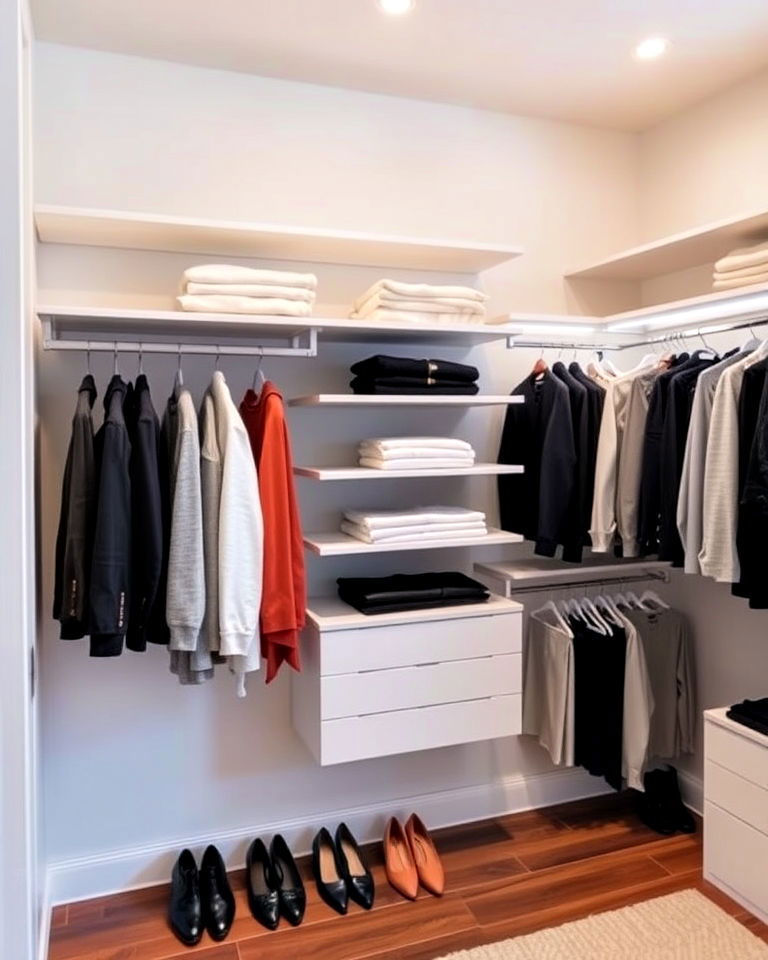 sleek floating shelf closet system - 30 Open Closet Ideas