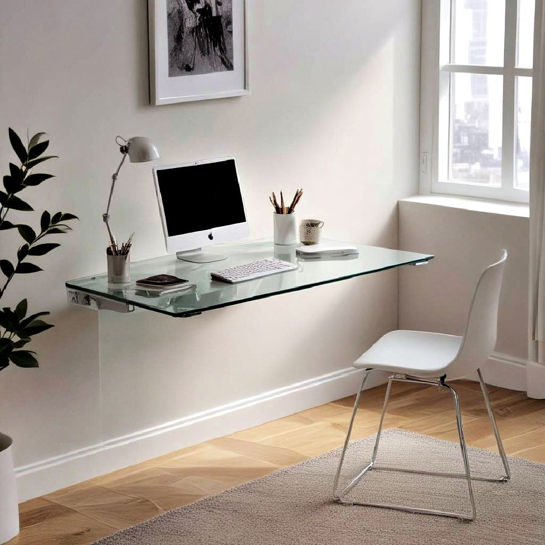 sleek glass floating desk - 15 Floating Desk Ideas