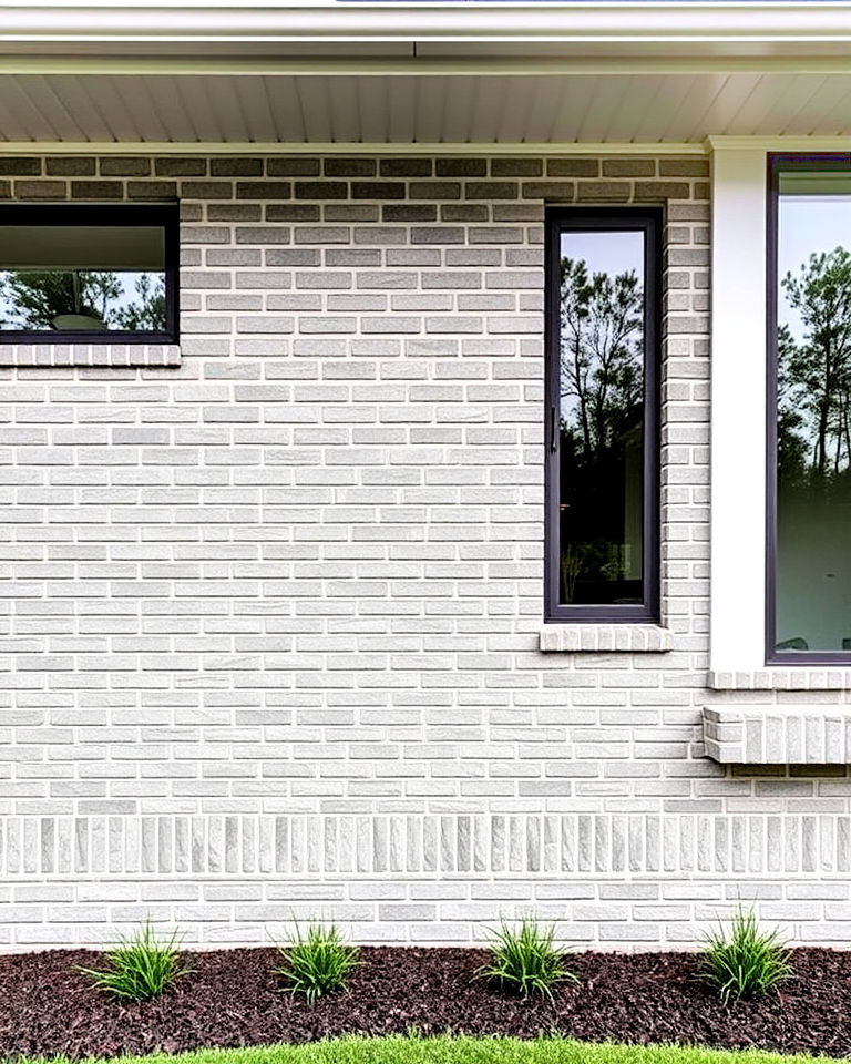 sleek horizontal brickwork - 30 Gray Brick Exterior Home Ideas