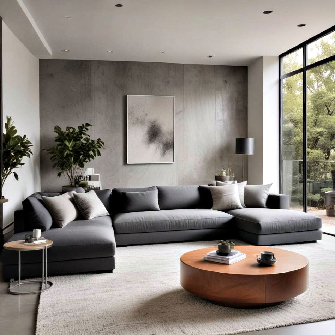 sleek low profile grey sectional - 15 Grey Sectional Living Room Ideas