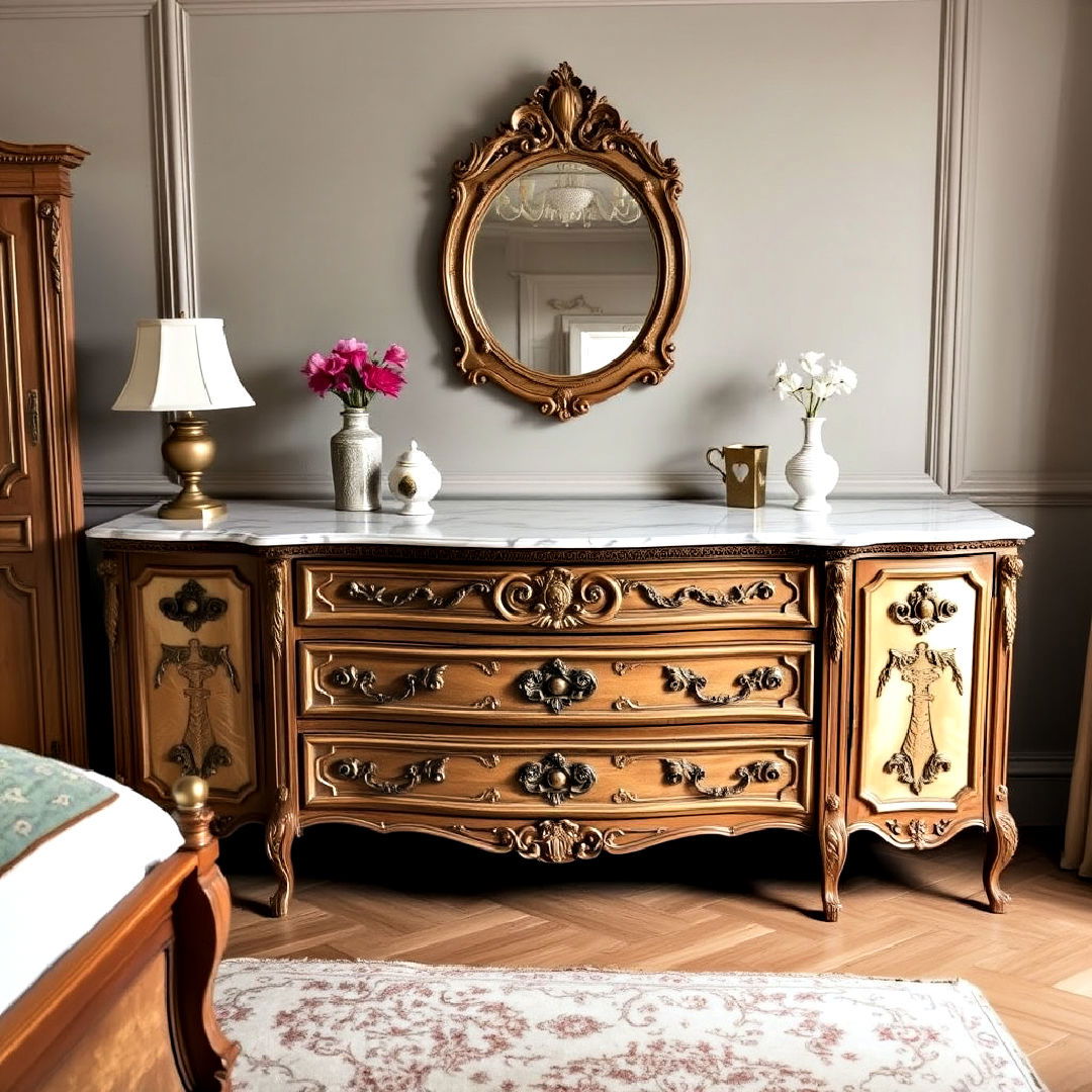 sleek marble top dresser - 25 French Bedroom Decor Ideas