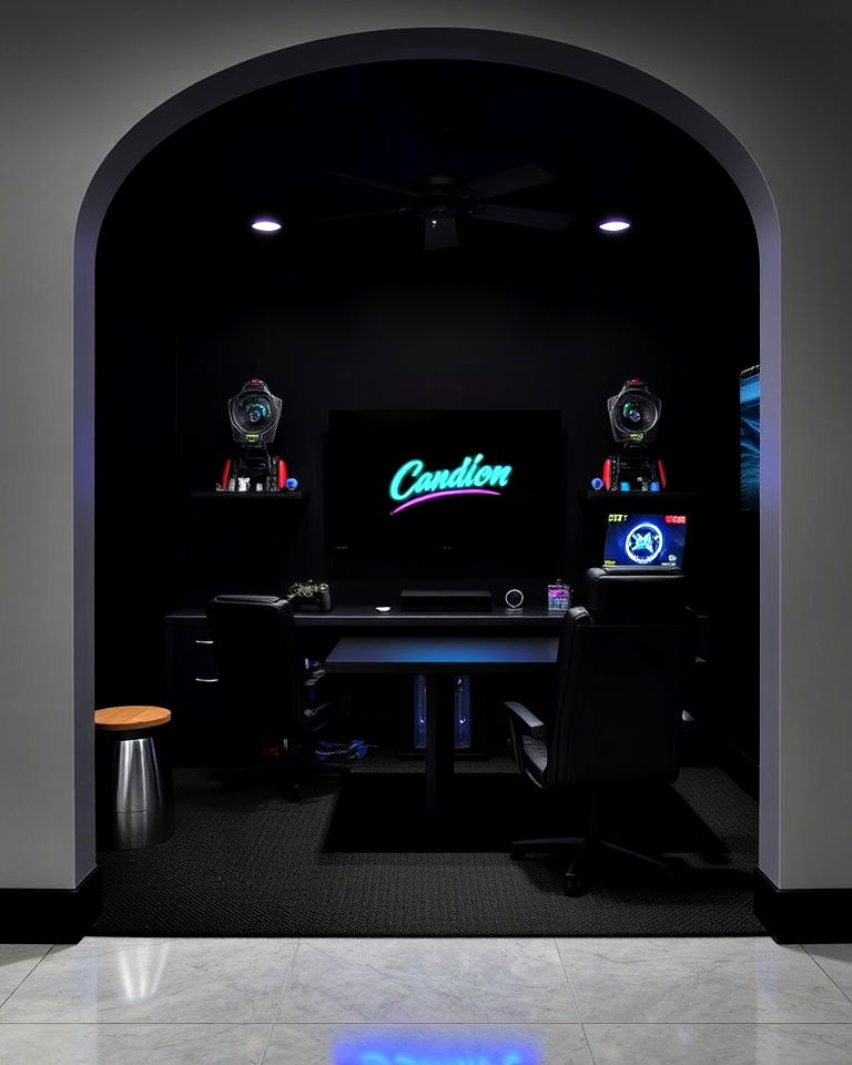 sleek midnight black paint for game room - 20 Game Room Paint Ideas