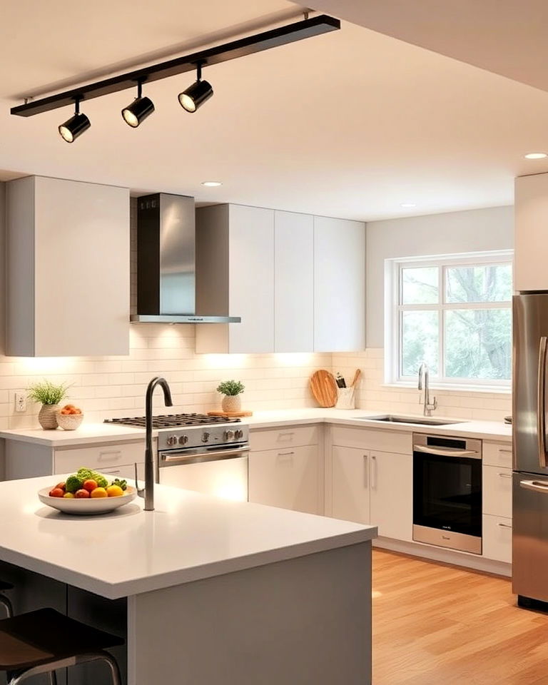 sleek minimalist track lighting for kitchen - 20 Kitchen Track Lighting Ideas