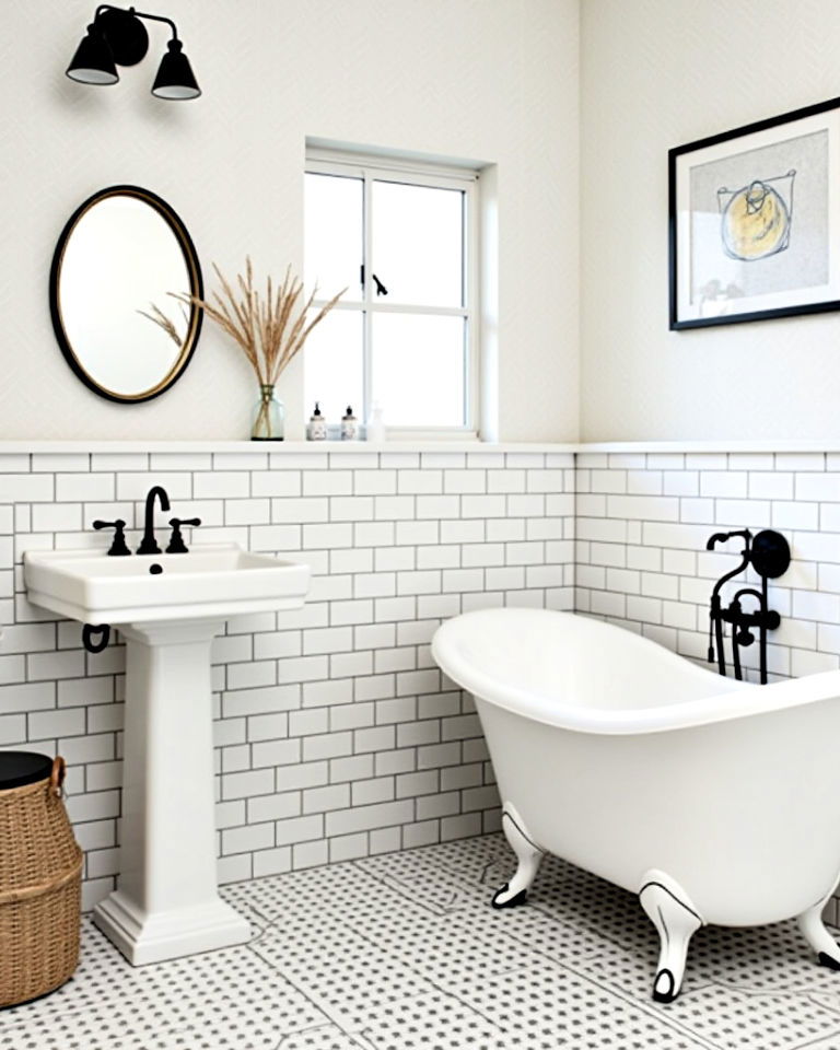 sleek modern and traditional fixtures - 30 Transitional Bathroom Ideas