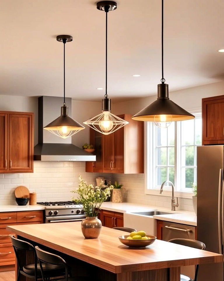 sleek pendant lighting for mid century modern kitchen - 40 Mid-century Modern Kitchen Ideas