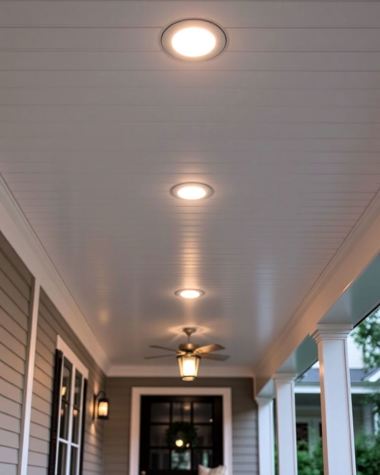 sleek recessed lighting for front porch - 20 Front Porch Lighting Ideas