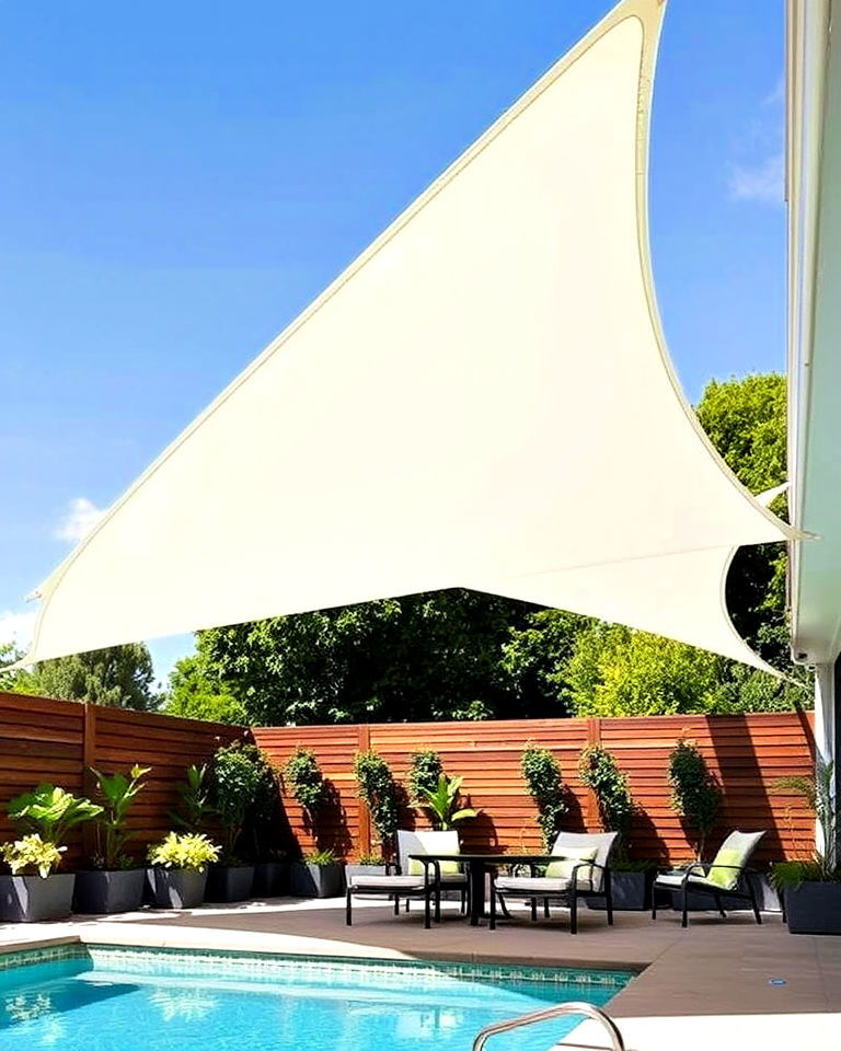 sleek shade sails for modern touch - 20 Garden Shade Ideas