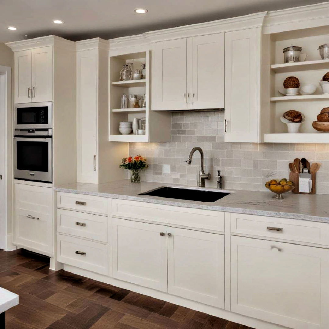 sleek shaker style off white cabinets - 15 Off-white Kitchen Cabinets