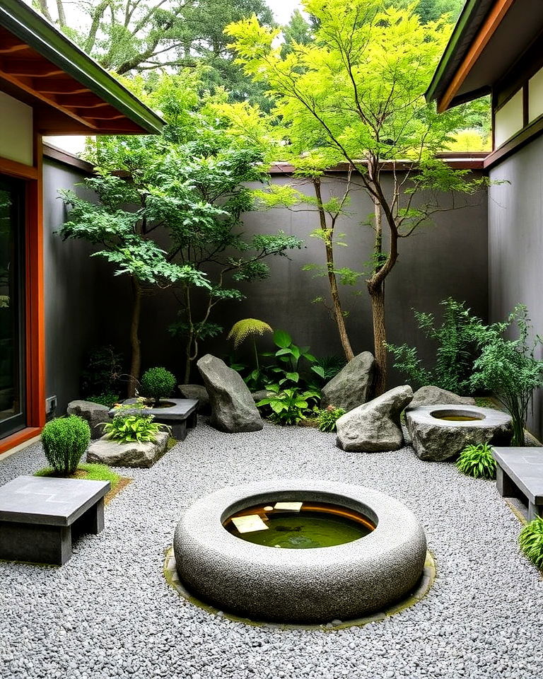 sleek small courtyard garden - 40 Japanese Garden Ideas