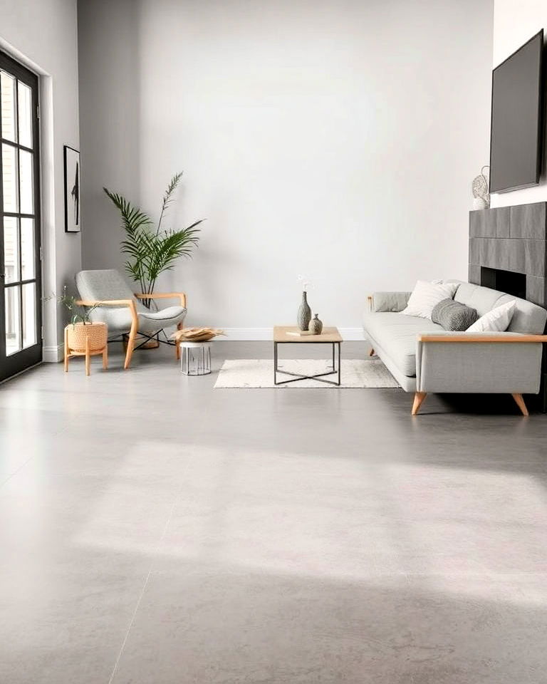 sleek smoky ash stained concrete floor - 25 Stained Concrete Floors
