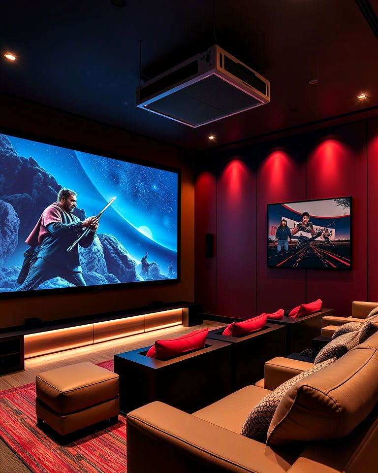 sleek ultra high definition projector - 20 Modern Home Theater Ideas
