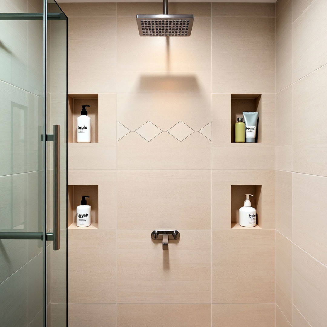 sleek wall niches for shower products - 40 Japandi Bathroom Ideas