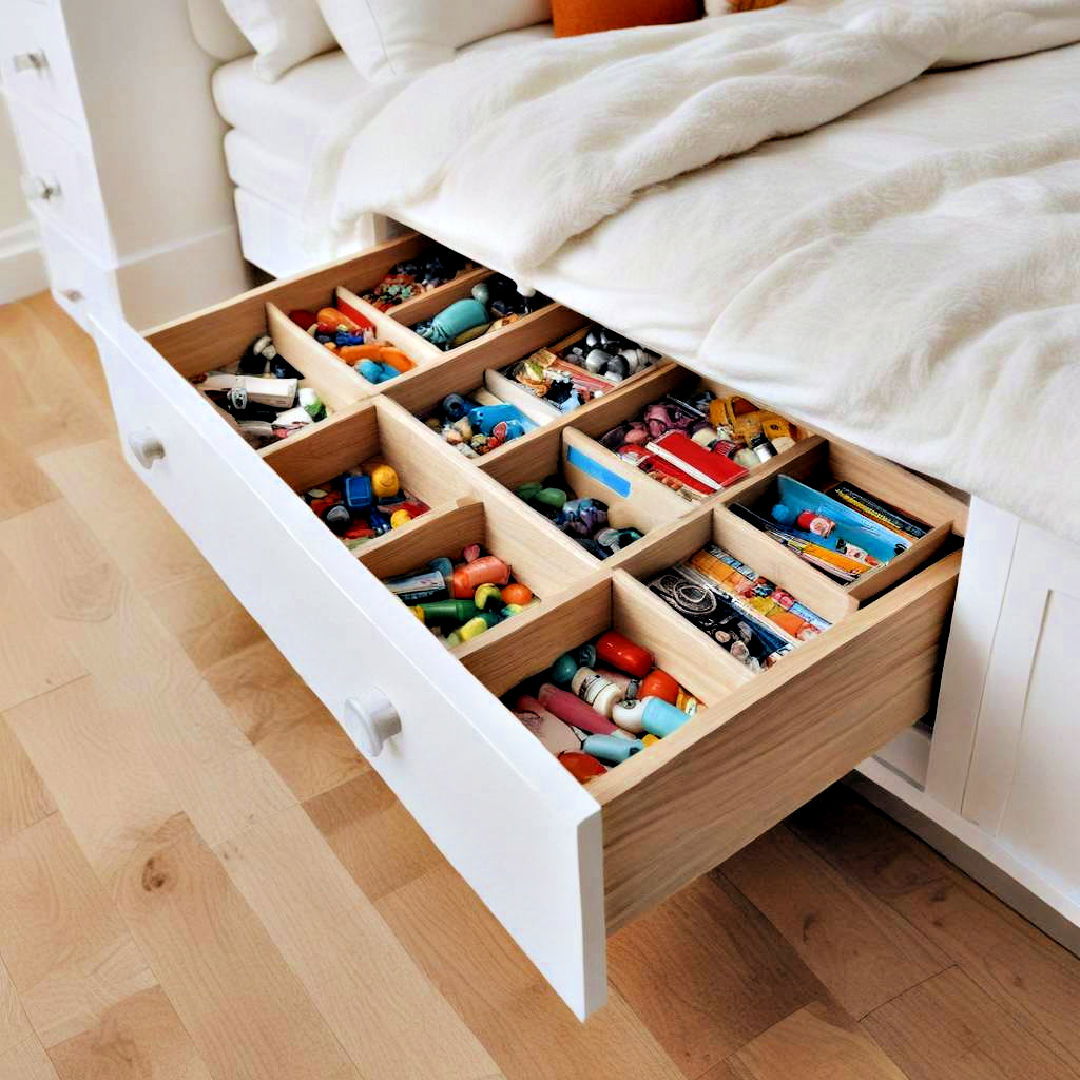 slide out drawer to store toys - 40 Toy Storage Ideas